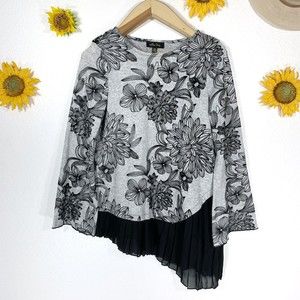 Melissa Paige Floral Skirted Black Gray Blouse Size Medium Women’s
